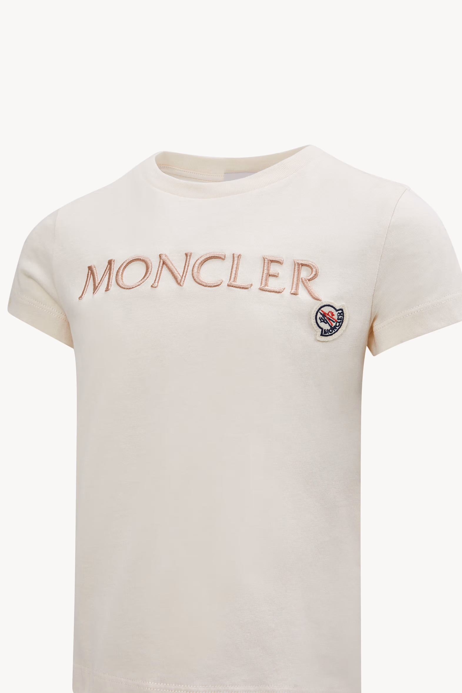 T-shirt en coton à logo brodé Fille Blanc Moncler 3